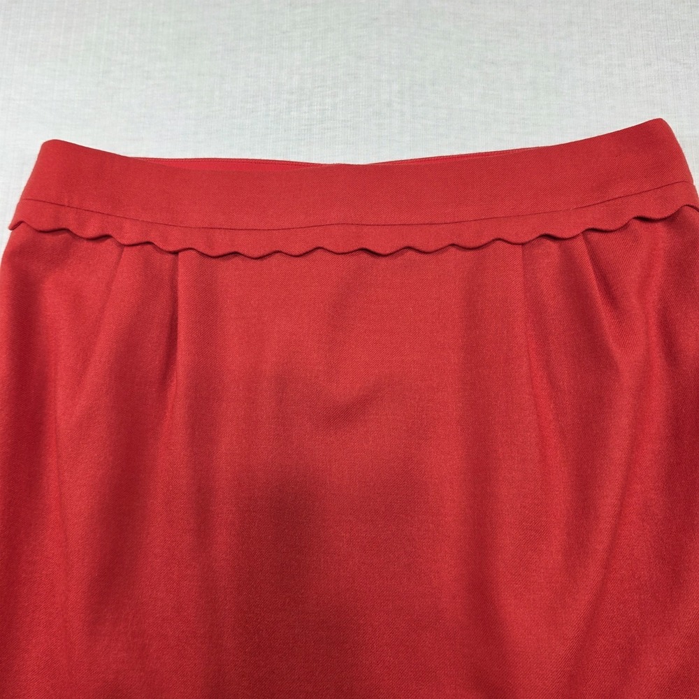 J.Crew Red Wool Blend Scalloped Waist Mini A-Line Skirt Size 10 Preppy Classic - Picture 2 of 13